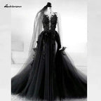 Robe de mariée noire vintage gothique