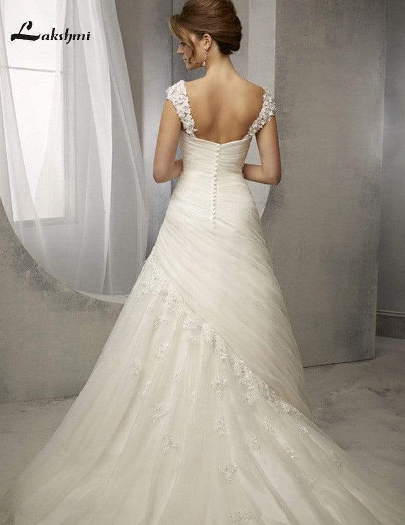 Baoleely Wedding Dress Elegant Princess Capped Sleeves Wedding Dresses  Sweetheart A-line Appliques