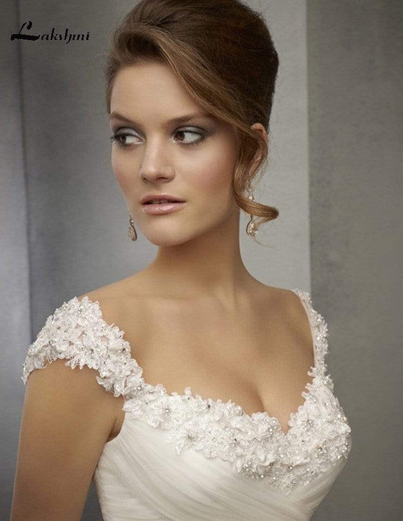 Baoleely Wedding Dress Elegant Princess Capped Sleeves Wedding Dresses  Sweetheart A-line Appliques