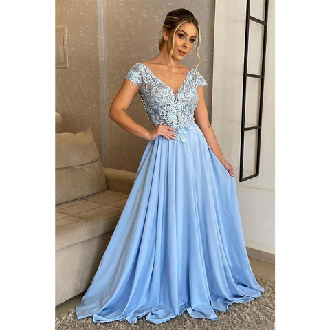 Robe de soirée longue sexy en dentelle à col en V et coupe trapèze, grande taille, pour mère de la mariée 