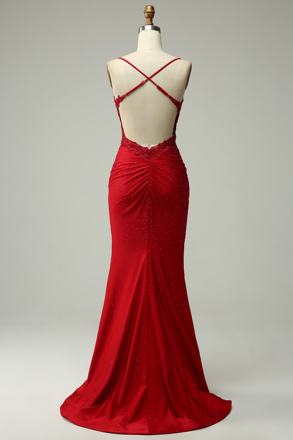Mermaid Spaghetti Straps Dark Green Long Prom Dress with Appliques