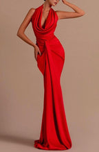 Vestido de fiesta sirena sin mangas con escote halter y atrevida espalda descubierta