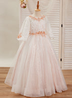 Vestido de baile/princesa de encaje y tul rosa hasta el suelo (2003227890) 