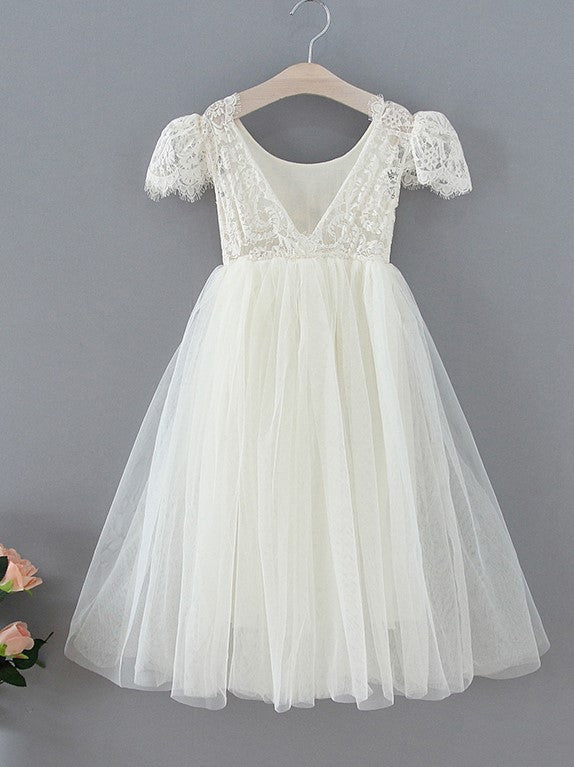 Vestido bohemio de encaje hasta el tobillo para niña de las flores 