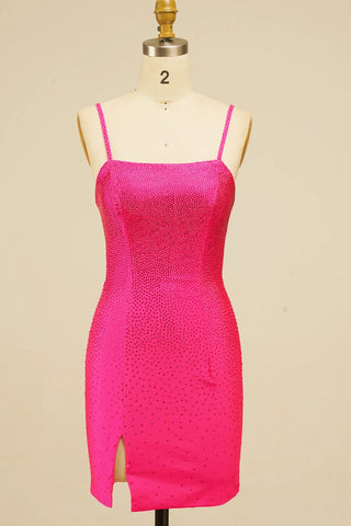 Vestido corto ajustado de lentejuelas con cordones para baile de bienvenida