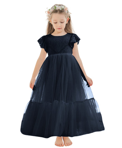 Vestido blanco de tul y encaje hasta el tobillo (2003227579) 