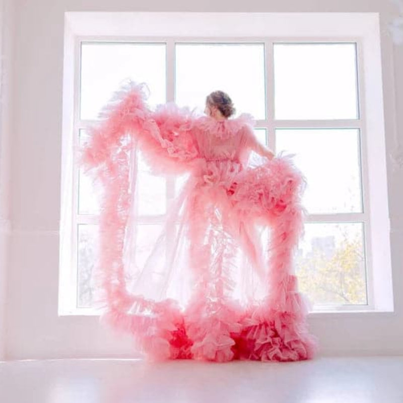 6108#Vestido de maternidad con volantes Batas para sesión de fotos de maternidad
