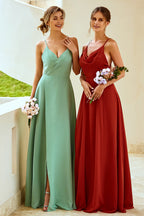 Robe de demoiselle d'honneur longue avec fente