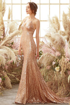 Halter Sequins Prom Dress