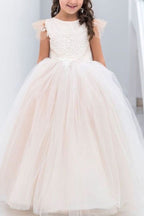 Robe de demoiselle d'honneur en tulle de princesse avec nœud papillon