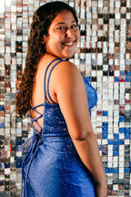 Vestido de fiesta azul marino con cuentas, talla grande, estilo tubo, para baile de bienvenida.