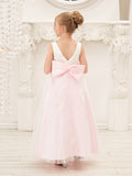 Vestido rosa de corte A, largo hasta el tobillo, de tul satinado (2003227111) 