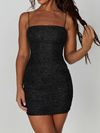 Robe mini à bretelles et sequins 