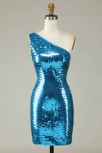 Robe fourreau asymétrique à sequins courte pour le bal de promo