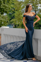 Off Shoulder Sequins Prom Party Dress