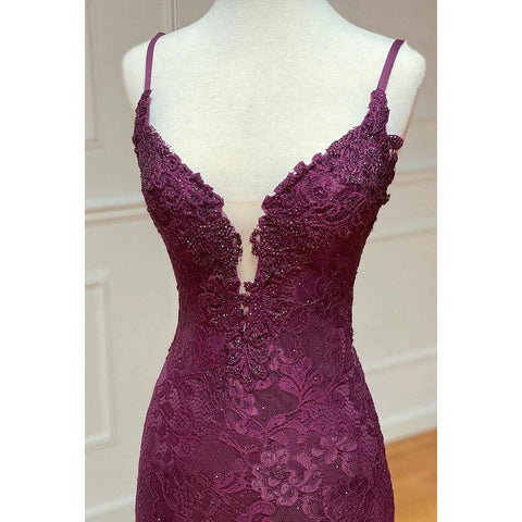 Vestido de fiesta de noche estilo sirena, sexy y atractivo, con tirantes, espalda descubierta, apliques y aberturas laterales