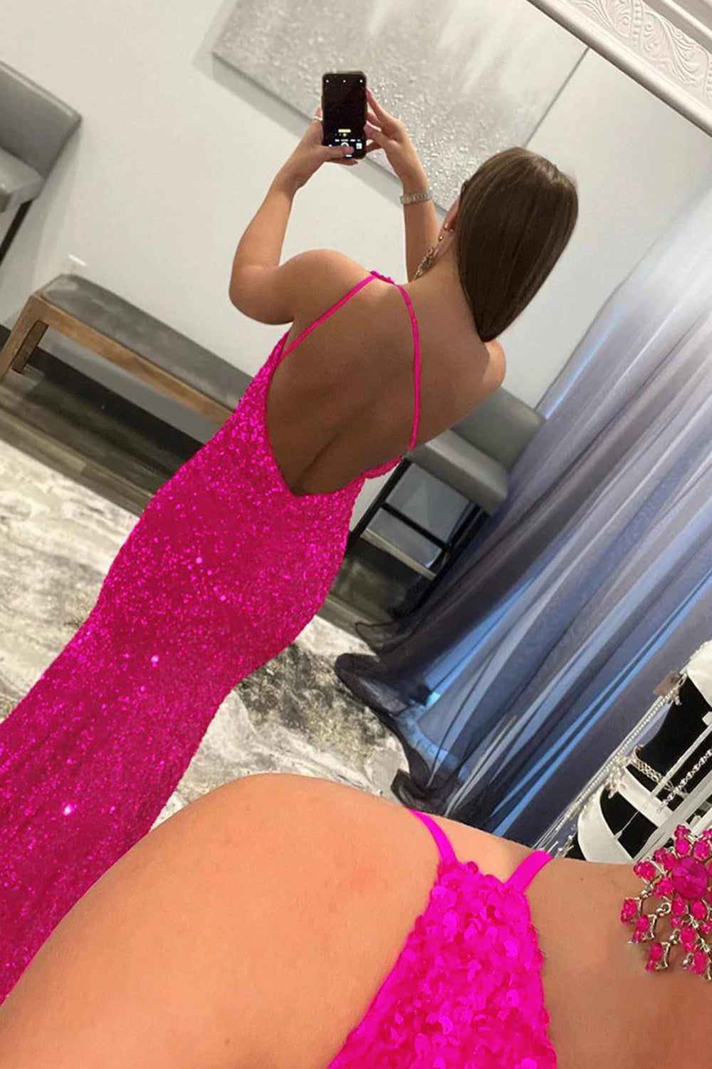 Robe de bal sirène asymétrique à sequins noirs à une épaule