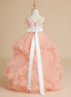 Vestido de princesa/vestido de tul hasta el suelo para niña de las flores 