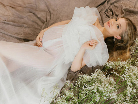 6105#Bata de maternidad transparente para sesión de fotos de embarazo en tul 