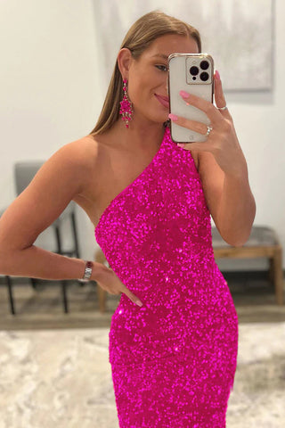 Robe de bal longue sirène à sequins corail