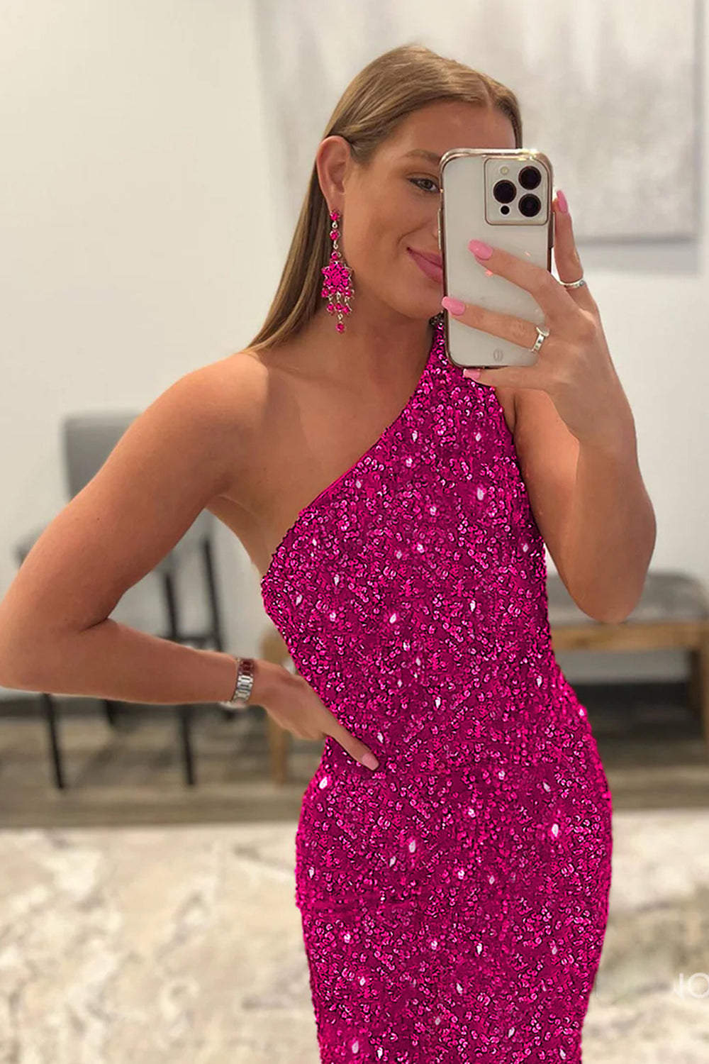 Green Sequins Mermaid Long Prom Dress
