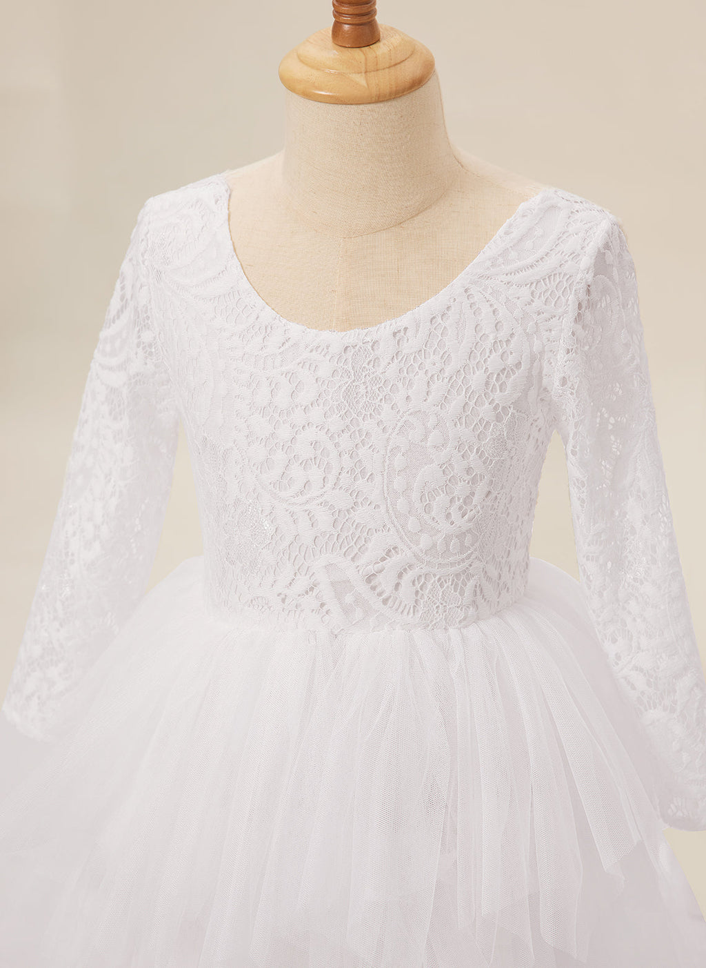 Vestido blanco de tul y encaje hasta la rodilla (2003227580) 