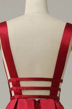 Vestido largo rojo de fiesta con escote en V profundo y espalda descubierta