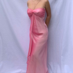 Robe de bal longue en mousseline rose poudré sans bretelles, robe de soirée formelle Y7560