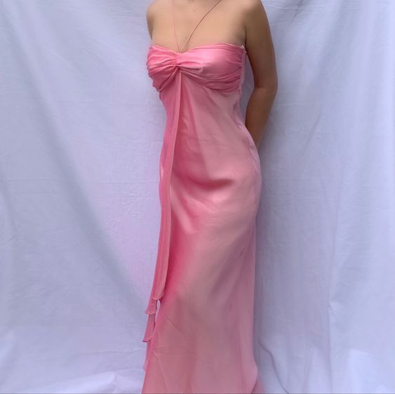 Robe de bal longue en mousseline rose poudré sans bretelles, robe de soirée formelle Y7560