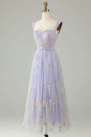 Princess A Line Sweetheart Champagne Long Prom Dress with Embroidery