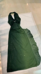 Robe de bal longue dos nu en mousseline vert ombré, robe de soirée à paillettes Y7481