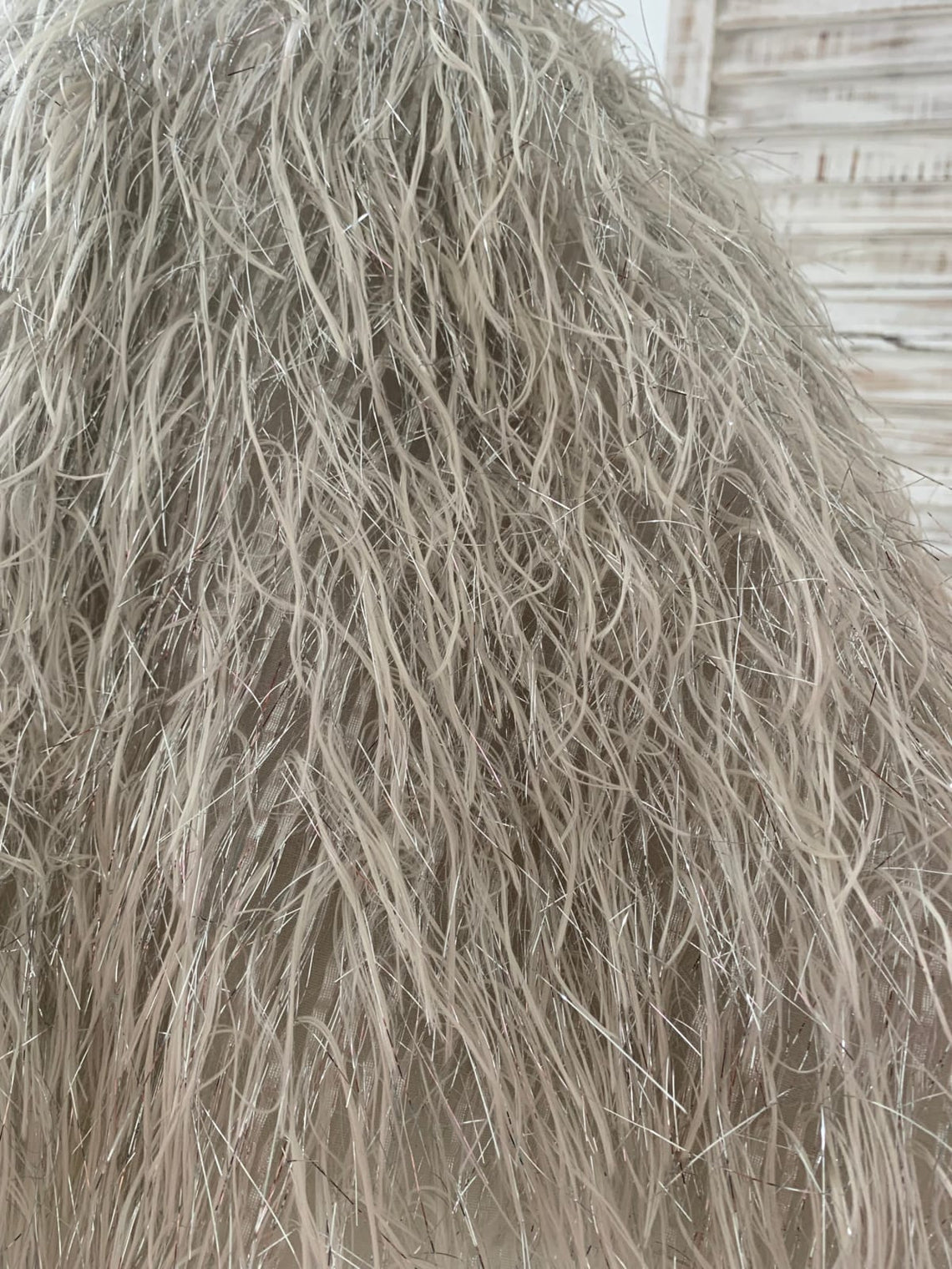 Vestido de cumpleaños plateado hasta la rodilla de jacquard para niña
