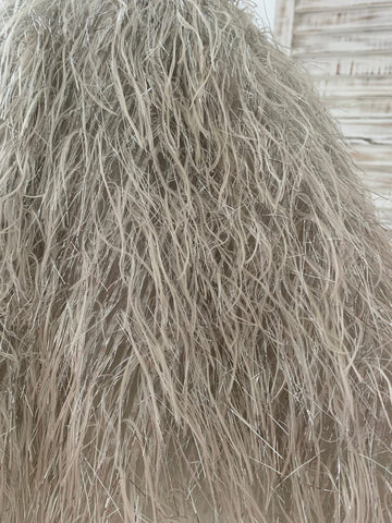 Vestido de cumpleaños plateado hasta la rodilla de jacquard para niña