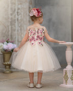 Vestido de niña de las flores de tul corte A hasta la rodilla 