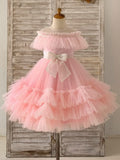Vestido rosa de tul hasta la rodilla (2003227601) 