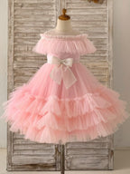 Vestido rosa de tul hasta la rodilla (2003227601) 