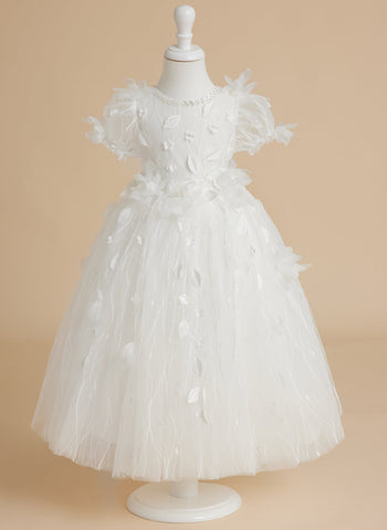 Vestido blanco de tul estilo princesa para bebé niña 