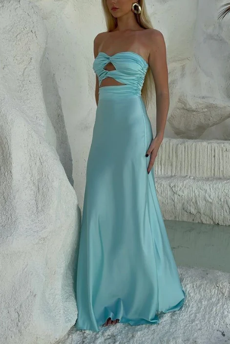 Vestido de fiesta largo de corte A sin tirantes, sexy, para baile de graduación, vestido de noche Y7494