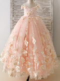 Vestido de niña de las flores de corte A, de satén y tul, hasta el suelo 