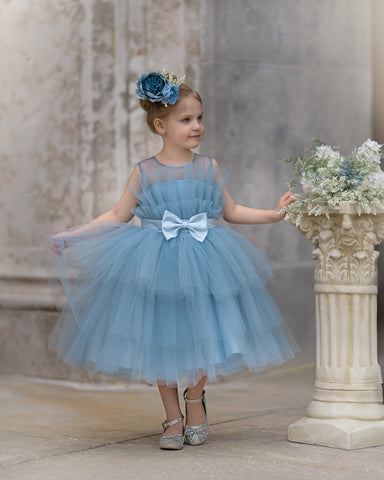 Vestido de princesa/vestido de tul hasta la rodilla para niña de las flores 