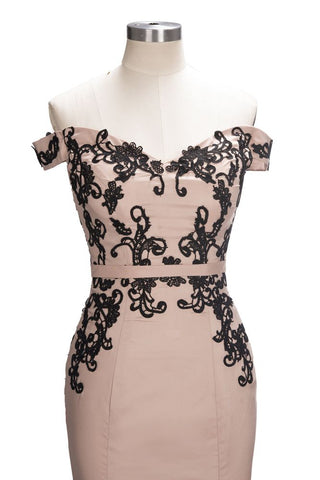 Vestidos de fiesta largos de sirena con mangas cortas y hombros descubiertos con apliques