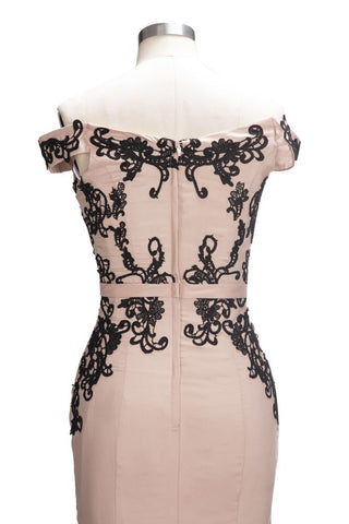 Vestidos de fiesta largos de sirena con mangas cortas y hombros descubiertos con apliques