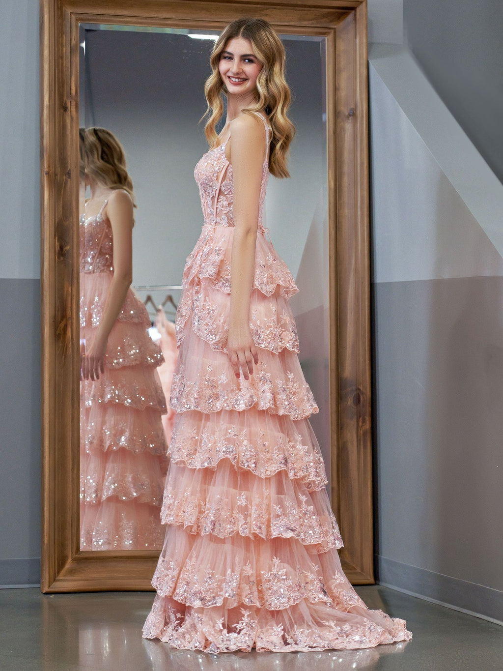 Princess A Line Off the Shoulder Corset Prom Dress with Lace Ruffles