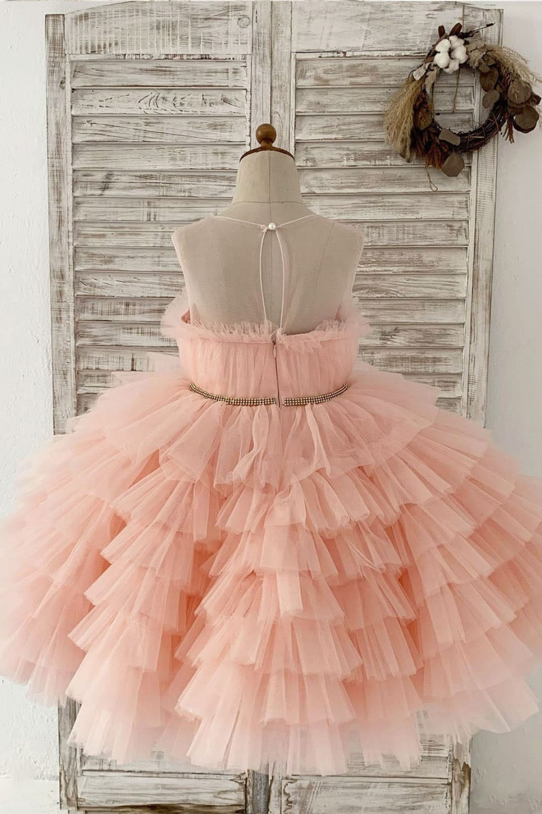 Vestido de princesa/vestido de tul hasta la rodilla para niña de las flores 