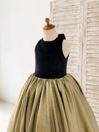 Vestido de gala/princesa de terciopelo jacquard con cola de barrido negro (2003227667) 