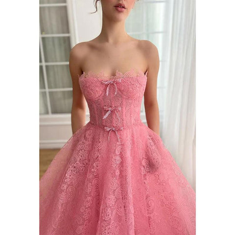 Tulle A-line Sweetheart Strapless with Pockets Party Prom Evening Dress