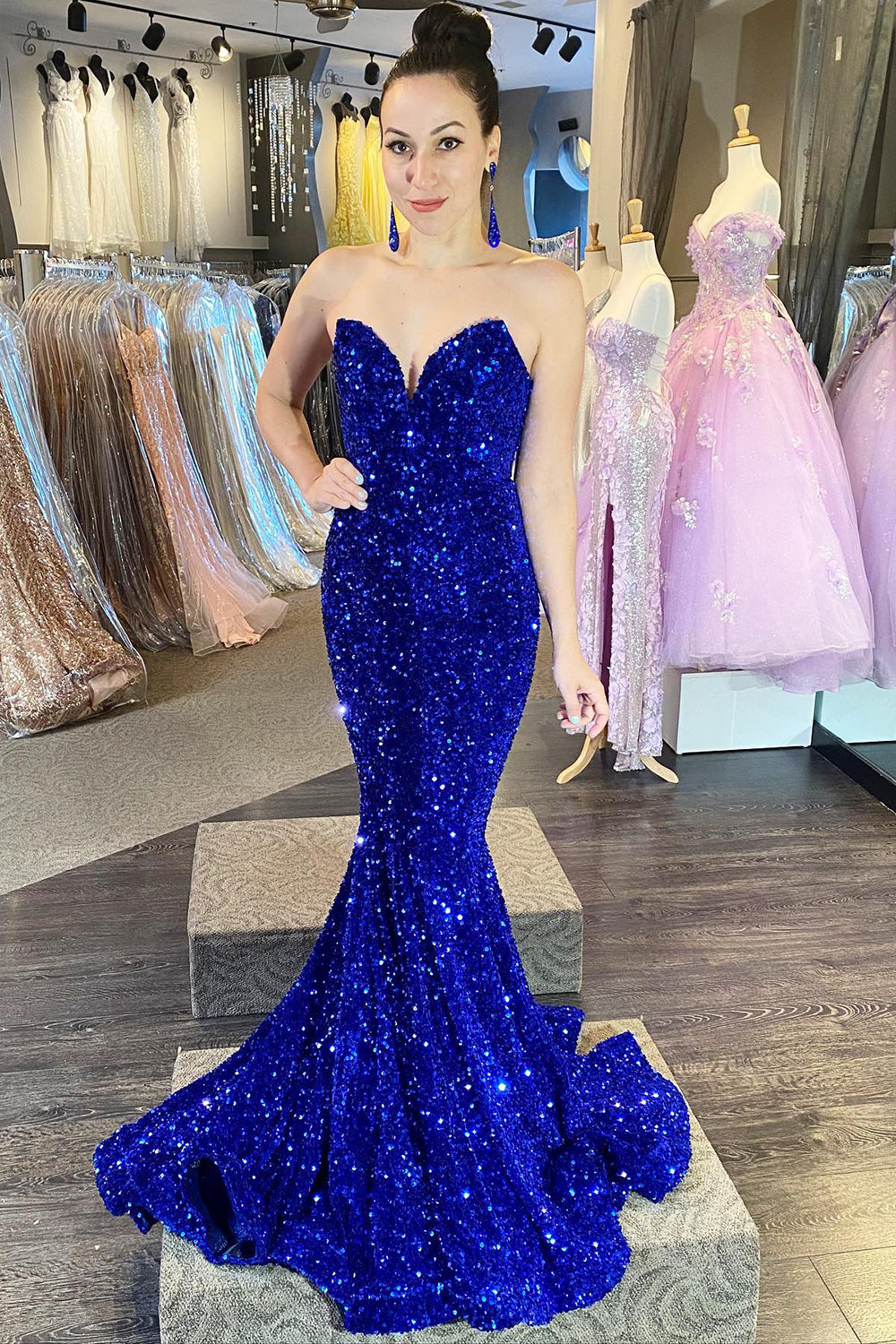 Robe de bal à imprimé cœur