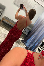 Green Sequins Mermaid Long Prom Dress