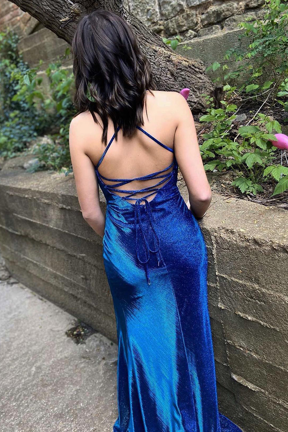 Spaghetti Straps Long Prom Dress With Split Front
