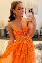 Sweetheart Long Prom Dress with Appliques